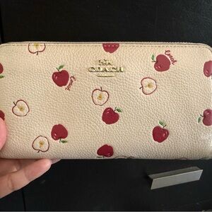 COACH long zip wallet with apples